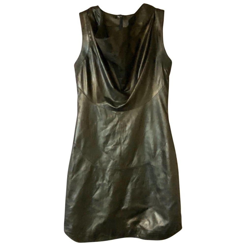 PELLESSIMO PARIS BLACK LAMBSKIN LEATHER DRESS S